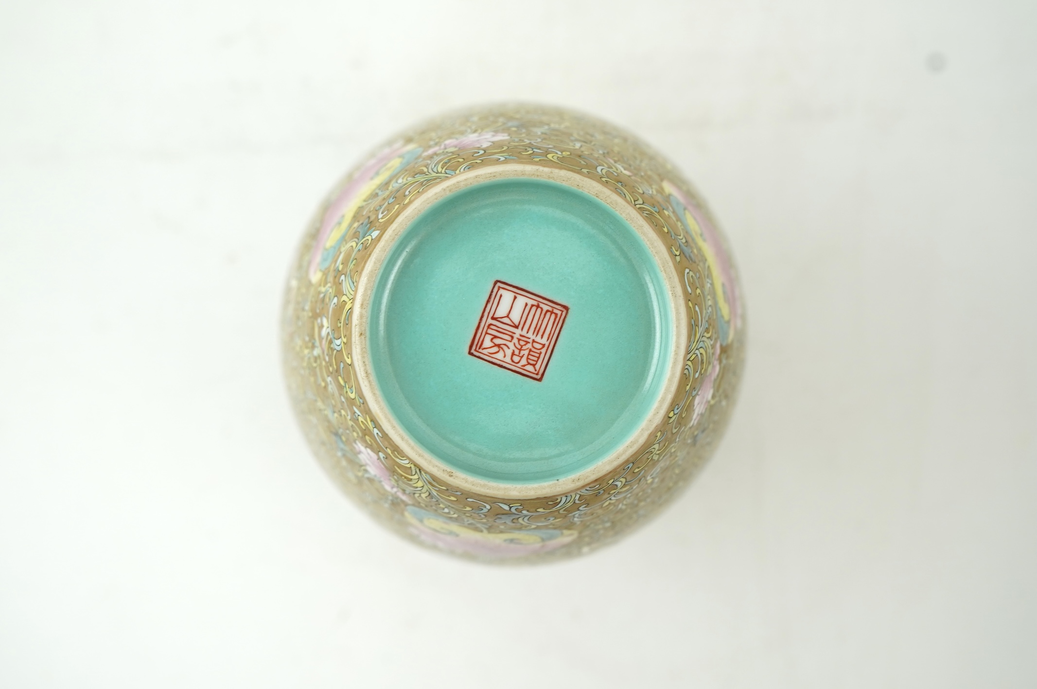 A Chinese famille rose ‘ six peach’ vase, probably early 20th century